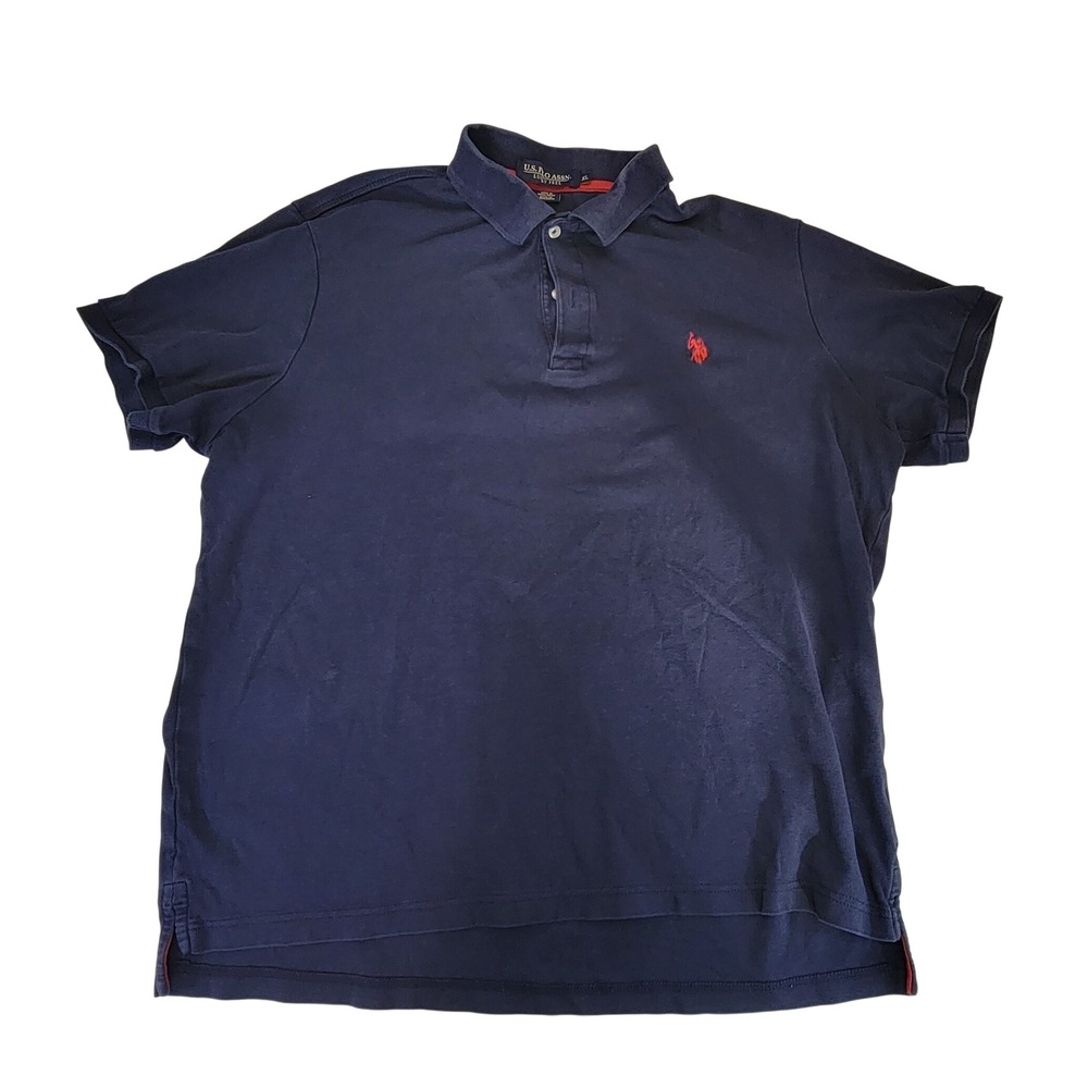 U.S. Polo Assn. Mens Polo Shirt XL Luxury Feel Navy Blue Red Logo